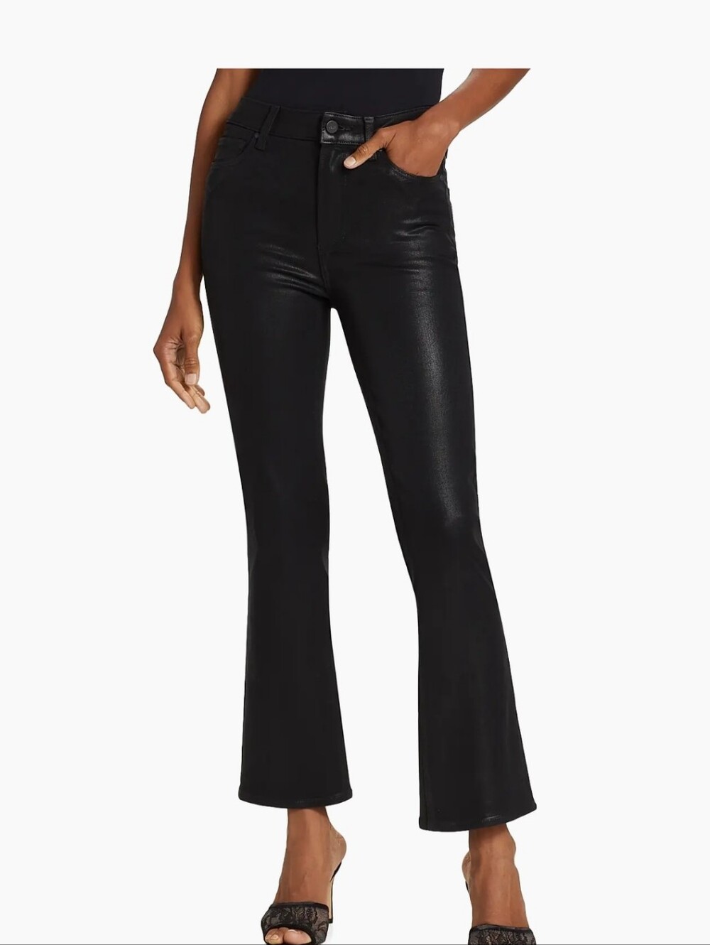 Paige Claudine Faux Leather Flare Ankle Pants